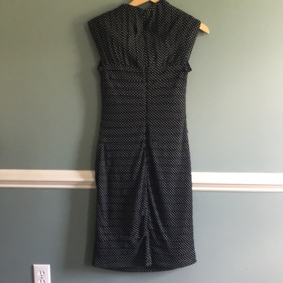 Adrianna Papell | polka dot bodycon shutter pleated cocktail dress. Size 6. - Picture 6 of 6